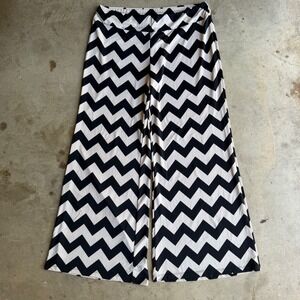 Ronnie Salloway Palazzo Pants Womens XL Black White Chevron Zig Zag Wide Leg Y2K